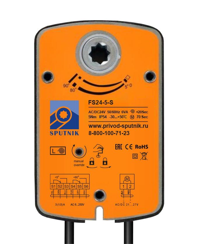 Электропривод SPUTNIK FS24-5-S (5 Нм)